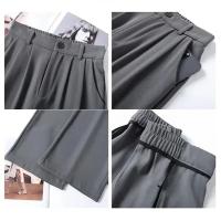 Pantalones De Sastre Para Mujer Cintura Alta Manga Larga Color Sólido Estilo Clásico Para Oficina Pantalones Rectos Y Anchos Basicos - details 4
