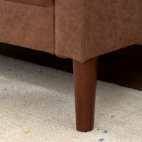 HOMCOM Sofá de 2 Plazas, Tapizado en Microfibra, Sofá Moderno con Patas de Madera, Reposabrazos, para Salón, Dormitorio, Oficina, Sala de Estar, 130x78x85 cm, Marrón - details 3
