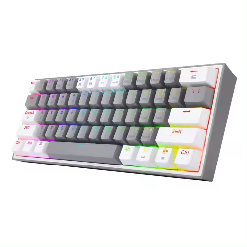 Redragon - FIZZ PRO Teclado Mecanico Gaming Inalámbrico RGB Gris/Blanco Layout USA - 1