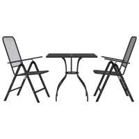 vidaXL Juego de comedor de jardín 3 pzas malla metálica gris antracita - details 1
