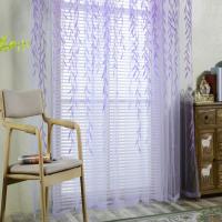 Cortinas Verdes De Hojas De Sauce 2 Paneles Diseño De Estampado Transparentes Cortina Voile Para Decoración De Habitaciones Y Salones - details 8
