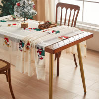 Mantel De Encaje Con Bordado De Santa Claus De Dibujos Animados En Color Oliva Para Fiesta De Navidad Estilo Americano Máquina Lavable Y Reutilizable - details 6