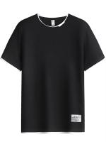 Camiseta De Verano Para Hombre Con Letras Y Bordados En Contraste 2 En 1 Algodón Camiseta Basic Sencilla Manga Corta Estilo Casual - details 11