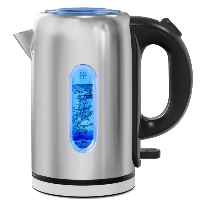 Hervidor Eléctrico 1.7L 2200W, Hervidor Acero Inoxidable de Agua con Ebullición Rápida, Calienta Agua Eléctrico Sin BPA, Apagado Automático Y Protección Contra Ebullición En Seco, Tetera Para Té De Agua Caliente, Cable 65cm - 1