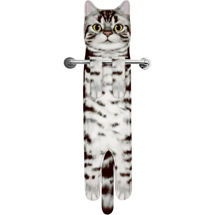 Divertidos Gatos Toallas de Mano Suspendible- Decoración Gato Baño Cocina - Toalla Absorbente Animal Regalos Navidad Cumpleaños Amigo Invisible-Regalos Originales Graciosos Mujer Amantes de Los Gatos - 1