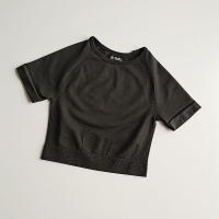 Camiseta De Yoga Sin Costuras Para Mujer Top De Fitness Sudadera Rápida De Secado Manga Corta Deporte Transpirable Talla Verdadera - details 8