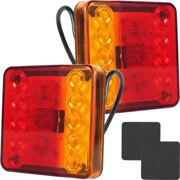 2Pcs Luz De Advertencia Trasera Impermeable Para Coche Con 10 LED Para Remolques De Barco Y Caravanas 12V/24V Piezas Negras De Alta Calidad - 1