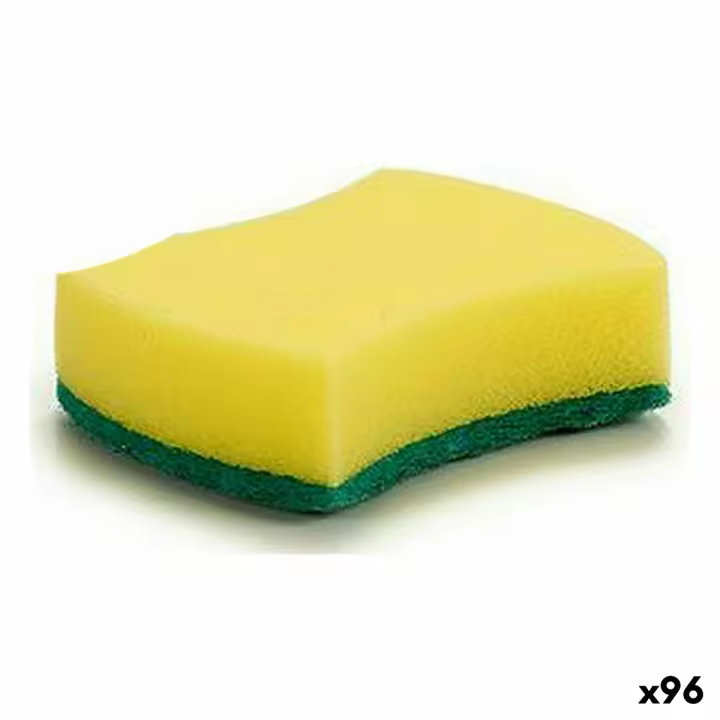 Estropajo Amarillo Verde Fibra sintética 10 x 3 x 7,5 cm (96 Unidades) - 1