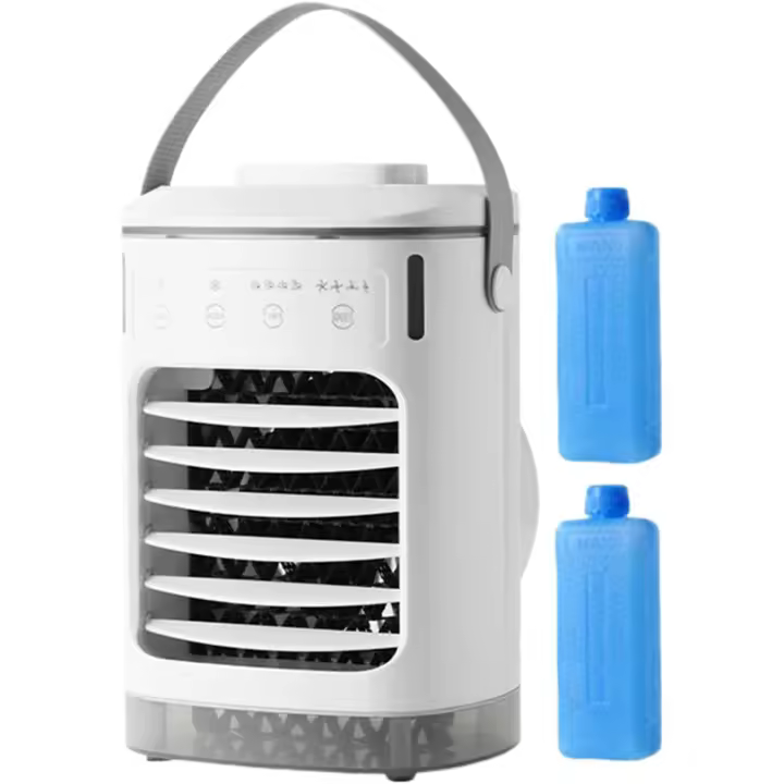 Ventilador de aire acondicionado | Ventilador personal - Humidificador evaporativo con temporizador, 4 velocidades, recargable, portátil, ideal para dormitorio, oficina o mesita de noche - 1