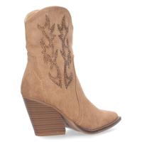PuntoSalao Botines cowboy tacón campero mujer brillo en caña color camel : Los botines cowboy son un calzado muy versátil que podrás combinar con diferentes prendas y estilos - details 2