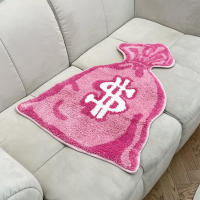 Alfombra Antideslizante Rosa Para Dormitorio Y Sala De Estar En Forma De Billetera Tejida a Mano Decoración De Entrada Para El Hogar Material Poliéster Lavable Mecánicamente - details 6