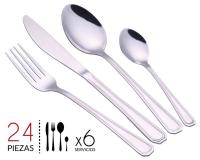 MAXHOME-Juego de 24 cubiertos de acero inoxidable,Juego De Cubiertos Para 6 Personas,Incluye Cuchillo,Cuchara,Tenedor,Cuchara de Postre - details 0