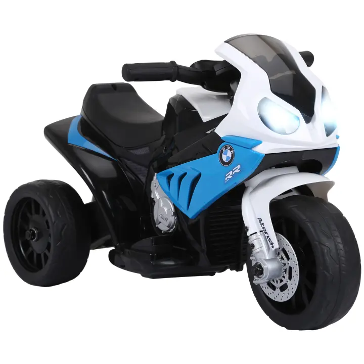 HOMCOM Moto Eléctrica Infantil con Licencia BMW S1000RR Triciclo Trimoto para Niños +2 Años con Luces y Música 66x37x44 cm - 1