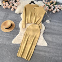 Conjunto De Ropa De Mujer REALEFT Otoño Invierno 3 Piezas Traje De Tejido Knitted Cardigan De Botón Sencillo Y Tops Falda Elegante Para Oficina - details 40