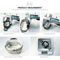 Reloj De Cuarzo Para Hombre MEGIR Negro Resistente Al Agua Con Cronógrafo Y Manos Luminosas Correa De Acero Inoxidable Dial Cuadrado - details 0