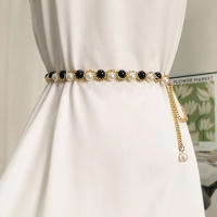 Cinturón De Perlas Elegante Para Mujer Con Cierre Elástico Y Cadena De Cinturón Accesorios De Ropa Para Mujer Material De Aleación De Zinc - details 1