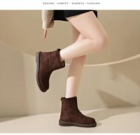 Botas De Tobillo Para Mujer Botines De Invierno Con Tacón Y Peluche Encima De La Rodilla Zapatos De Cuña Para Otoño Y Primavera - details 10