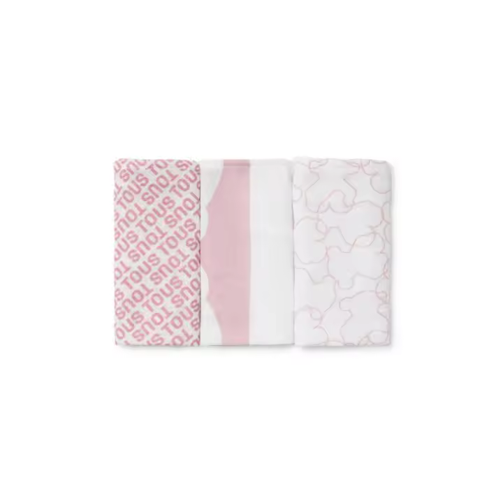 Pack 3 Muselinas Tous Baby Rosa - 1