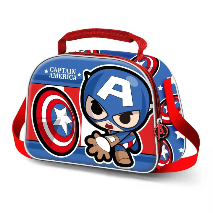 Capitán América Let's go-Bolsa Portamerienda 3D, Azul - 1