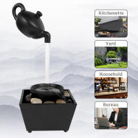 Fuente De Escritorio Pequeña Con Luz Y PIEDRAS USB Relajación Sonora Fuente De Agua De Mesa Decorativa Moderna - details 5