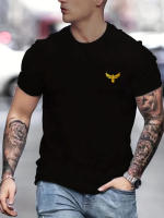 Camiseta De Verano Para Hombre Algodón 100% Estampado De Águila Grande Estilo Casual Cuello Redondo Manga Corta Top Oversize Moda Callejera - details 1