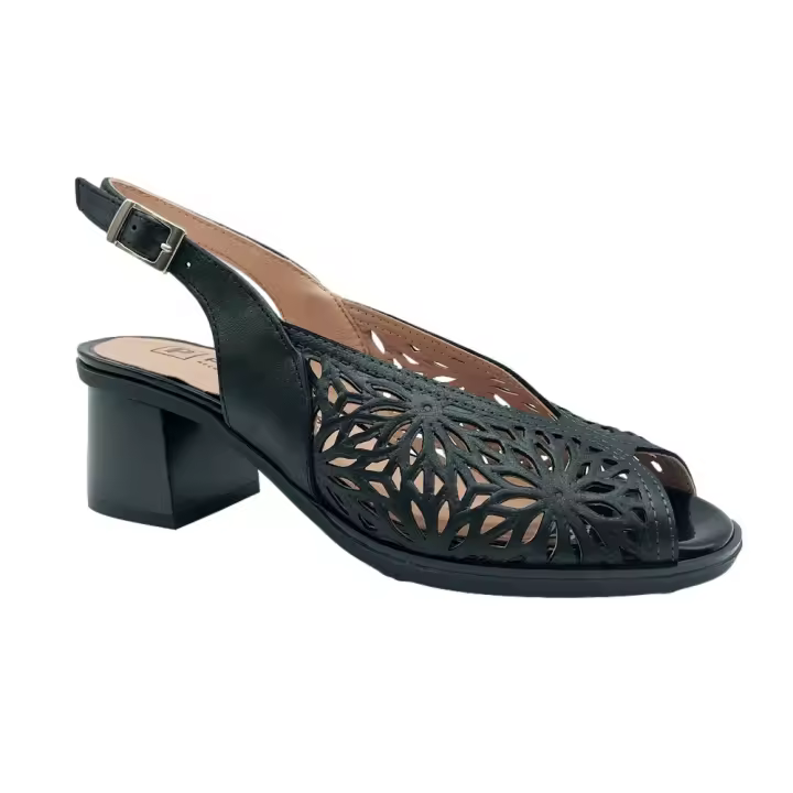 Sandalias Pitillos Elegantes Piel Calada Tacón Mujer - Forro Técnico Transpirable - 1
