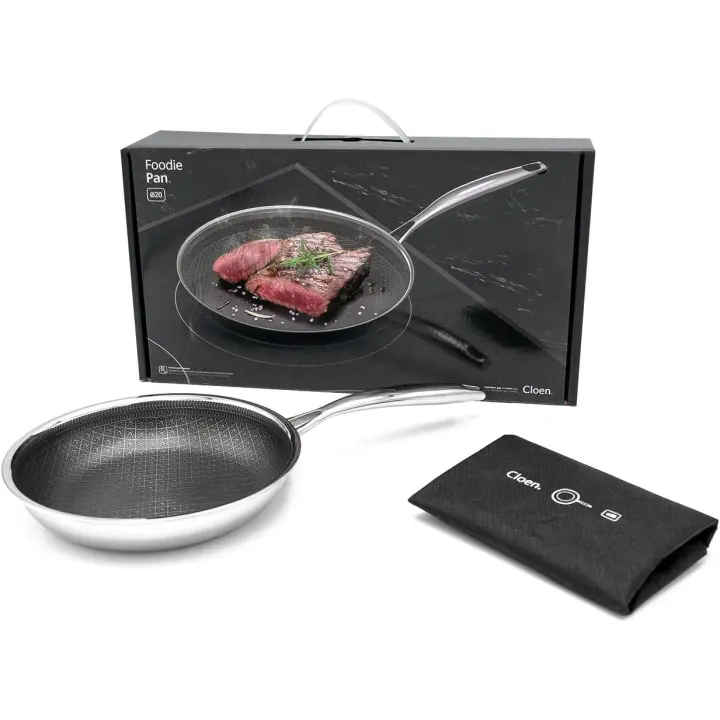 Sartenes Antiadherentes y Antirayaduras, Diseño Elegante, Superficie Anti-adherente libre de PFOA I Apta para Lavavajillas I Sistema Full Induction, Resistencia Extrema al Rayado, Acero inoxidable y aluminio forjado, Foodie Pan, Cloen. - 1