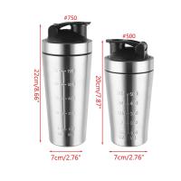 Botella De Proteína De Acero Inoxidable 500/750ml a Prueba De Fugas Para Gimnasio Y Fitness Con Escala Y Mezclador Para Batidos De Leche En Polvo - details 6