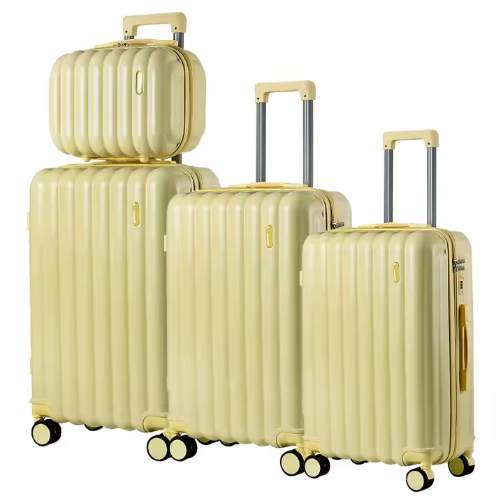 Set 4pcs Maletas de Viaje Ampliable, Juego Cabina Rígidas con 4 Ruedas Dobles Giratorias 360°, Pack 4 Piezas Equipaje Ligero de Moda 14+20+24+28in, Neceser Resistente Color Puro - 1