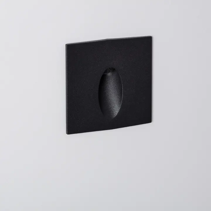 Ledkia Baliza Exterior LED 3W Empotrable Pared Cuadrado Negro Oval Wabi - 1