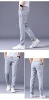Pantalones Casuales Para Hombre Moda Elásticos Rectos Y Delgados Hong Kong Wind Ice Silk Everything Trend Pantalones De Jogging - details 7