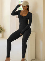 Yoga De Mujer Un Pie De Yoga Contraer Ribbed Con Manga Larga Y Cuello Redondo Ajuste Ergonómico Transpirable Moda Gimnasio - details 8