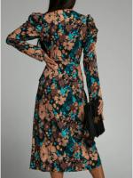 Vestido De Mujer Moda Cuello En V Manga Larga Estampado Cintura Ajustable Falda Asimétrica Abertura Frontal Largo Hasta El Tobillo Para Banquete Y Reuniones - details 13
