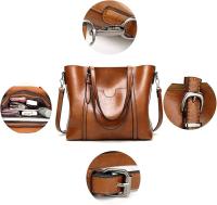 Tote Bolsa para Mujeres, Bolso de Mano con Asa Bandolera, Crossbody Bolsos, Gran Capacidad Suave PU Cuero Señora Bolsos de Hombro (Marrón) - details 3