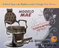 Sillón Clásico de Barbero hidráulico estilo Retro Vintage con reposapies integrado Modelo Mae Bronce - Color Marrón - details 0