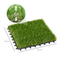 Outsunny Césped Artificial de 10 Piezas 30x30 cm Césped Sintético con Altura de Hierba 25 mm Anti-UV Alfombra Césped Artificial para Jardín Escuela Patio Verde Oscuro - details 2