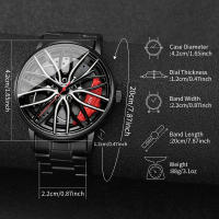 Reloj De Negocios Para Hombre 2PCS Moda Dial De Rueda De Coche 3D Reloj Deportivo Acero Inoxidable Análogo Quartzo Sin Caja - details 7
