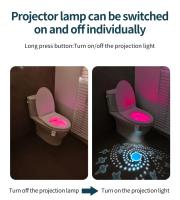 Lámpara De Noche LED RGB Para Inodoro Con Proyector De Estrellas Y Sensor De Movimiento Luz De Baño Impermeable WC Backlight - details 5