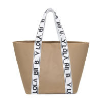 Tejido de letras bolso de tote de gran capacidad bolso de mano para viajes sencillos - details 2