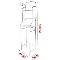 Estantería Baño, Estanteria Metal sobre Inodoro o Lavadora 3 Baldas con Ganchos para Colgar, Ahorra Espacio, Blanco Negro - details 0