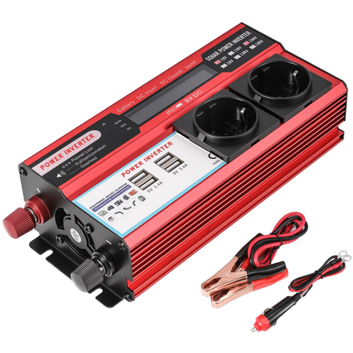 Inversor de onda sinusoidal pura 4000W DC 12V a AC 220V 230V Convertidor de transferencia de voltaje 4 Adaptador de carga USB Enchufe europeo Transformador de potencia