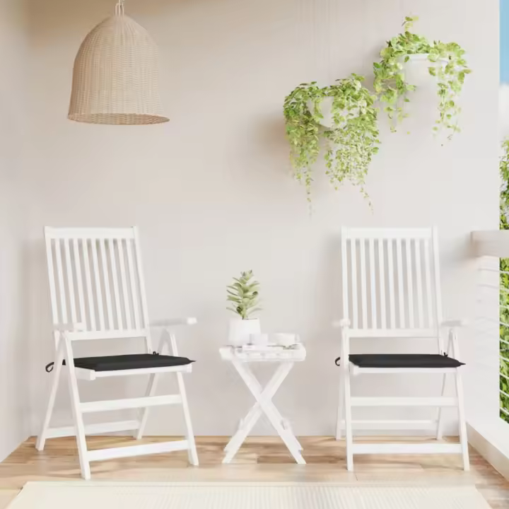 vidaXL Cojines de silla de jardín 2 uds tela Oxford negro 40x40x3 cm - 1