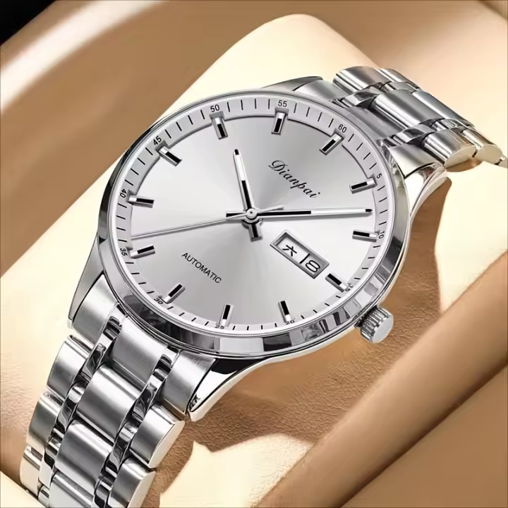 Reloj Mecánico De Lujo Dianpai Para Hombre Con Calendario Y Semana Resistente Al Agua Acero Inoxidable Display Sencillo Y Clásico - 1