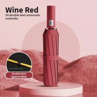 Paraguas Automático Grande 24 Huesos Resistente Al Viento Y UV Plegable En 3 Ribos Doble Para Viajes Para Hombres Y Mujeres Con Protección UVF Regalo - details 22