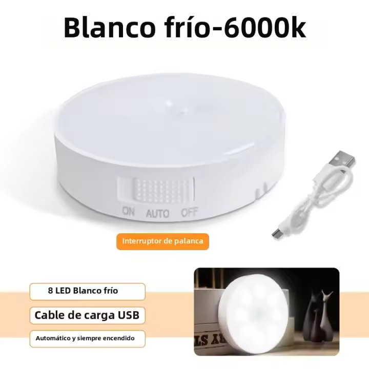 Lámpara Nocturna LED Recargable USB Con Sensor De Movimiento Para Emergencias En WC Pasillos Escaleras Armario Cocina Dormitorio - 1