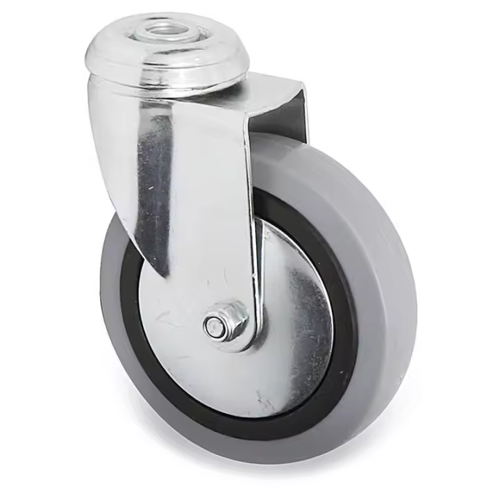 Rueda giratoria jade plus aro de goma ø100 tp zincado placas antihilo y doble hilera de bolas. - 1