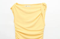 Vestido Elegante TRAFZA Para Mujer Amarillo Asimétrico Sin Mangas Pleated Largo Vestido De Fiesta Vintage Verano 2025 Slim Fit - details 3