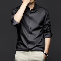 Camisa Larga Para Hombre Color Sólido Suave Y Elegante Ajustada Con Diseño De Muslo Top De Fiesta No Hierro Estirado Para Negocios - details 12