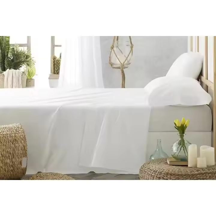 Burrito Blanco juego de sábanas de color blanco para cama de 105 cm como las de hosteleria. - 1