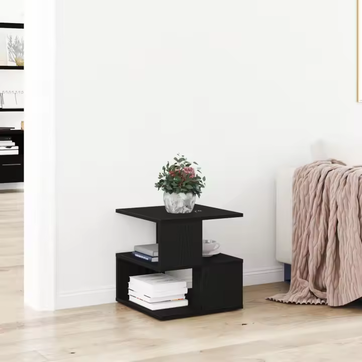 Mesa Auxiliar vidaXL Negro Roble 40x40x40 cm Madera Aglomerada - 1